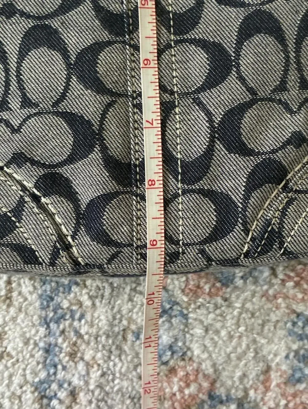 Coach 10402 Signature C Duffle Blue Denim Leather Convertible Handbag
